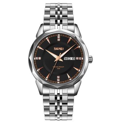 China Day/Date SKMEI 9268 Stainless Steel Band Case Japan Mov't Quartz Zinc Alloy Watches For Men for sale