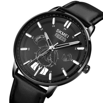 China Cute And Luxury SKMEI 1825 Dial Waterproof High Quality Genuine Leather Strap Wristwatches For Boys for sale