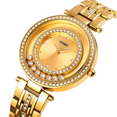 China Lady 1740 Luxury Fancy Steel Band Fashion Waterproof SKMEI Diamond Dial And Diamond Stainless Quartz Watches for sale