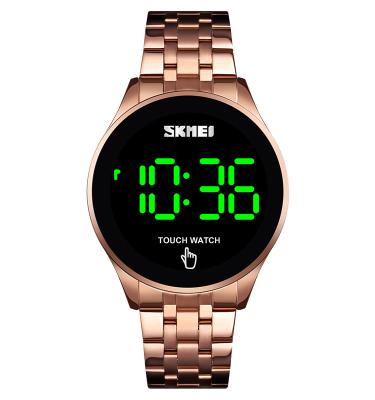 China SKMEI 1579 Day/Date Fashion Luxury Men Watch Stainless Steel Band LCD Digital Watch for sale