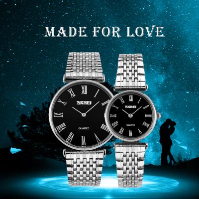 China SKMEI 9105 Gold Lady Men Business Quartz Waterproof Couple Watch for sale