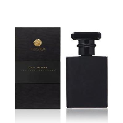 China ONO Matte Black Flat Square Rectangular Cosmetic Luxury Empty Refillable Spray Perfume Bottle Glass Bottle for sale