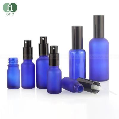 China Personal care/medicine. ONO Cobalt Blue Glass Bottles Blue Frosted Essential Glass Bottle With Dropper Spray Glass Bottle for sale