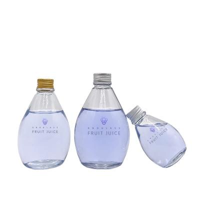 China Beverage Wholesale 100ml 350ml 500ml Clear Frosted Teardrop Beverage Glass Bottle for sale