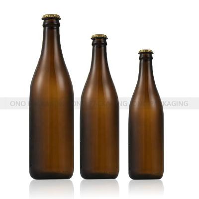 China Beverage ONO Belgian Style 330ml Empty Amber Glass Beer Bottle With Crown Caps Customized Glass Beer Bottle for sale