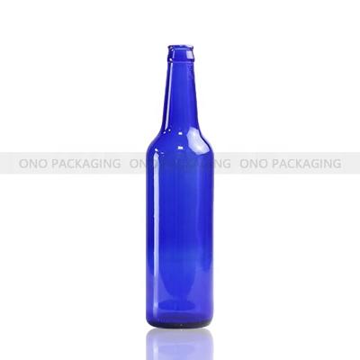 China ONO 500ml Beverage Beer Bottle Blue Glass Beverage Bottle With Crown Cap for sale