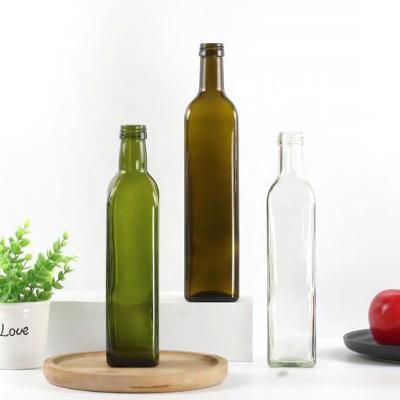 China ONO Bulk Empty Square Amber Dark Green Marasca Vinegar 100ml 250ml 500ml 750ml 1L Food Cooking Olive Oil Glass Bottle for sale