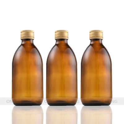 China Amber Brown Round Boston Glass Oral Liquid Medicine Bottles 30ml 60ml 100ml 125ml 150ml 200ml 250ml 300ml 500ml With Screw Cap for sale