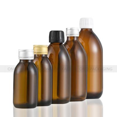 China Medical Use 30ML 50ML 60ML 100ML 150ML 250ML 500ML Amber Glass Syrup Bottle With Medicine Oral Liquid Aluminum Cap for sale