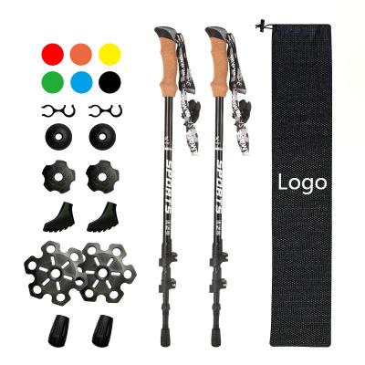 China Rising & Mountain Factory Supply External Lock Fast Telescopic Folding Ultralight Aluminum Walking Hiking Poles Trekking Poles Canes for sale