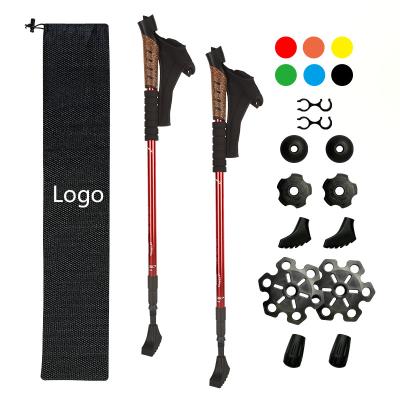 China Rising & 2022 New Mountain Climbing Style Ultralight Aluminum Quick Twist Lock 3 Sections Walking Hiking Poles Trekking Poles Canes for sale