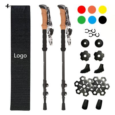 China Rising & 100% Mountain Carbon Shaft External Lock Telescopic Folding Ultralight Outdoor Walking Stick Hiking Trekking Poles Trail Poles for sale