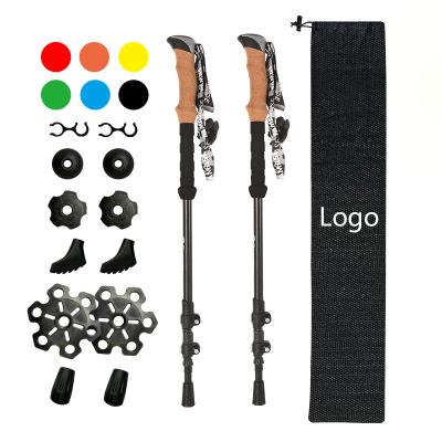 China Rising & New Design Mountain Carbon Axle PP EVA Cork Handle External Quick Lock Climbing System 100% Walking Hiking Poles Canes Poles Trekking for sale