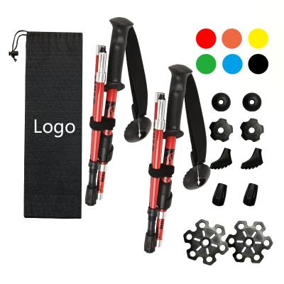 China Rising & Mountain Climbing Outside Lock Folding Foldable Lightweight Carbon Fiber High Strength Walking Hiking Poles Trekking Poles Canes for sale