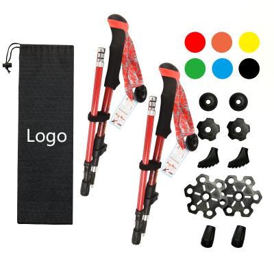 China Rising & 2022 Mountain Fast Climbing High Strength Carbon Fiber Folding Folding External Lock Walking Hiking Sticks Canes Trekking Poles for sale