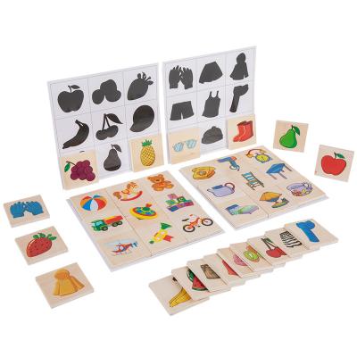 China Toy Wooden Memory Matching Cartoon Flash Card Bundle Educational Wooden Coins Match Board Game Kids Early Development Kids Learning Toys for sale