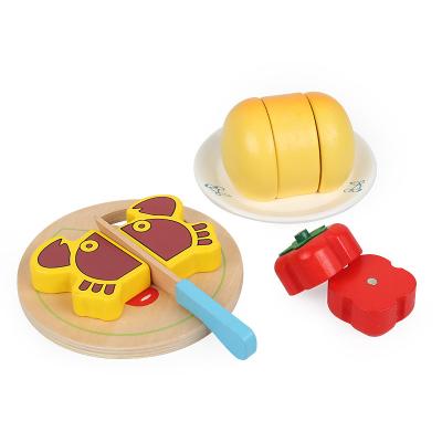 China Cooking Game Toys Wooden Toys Children Pretend Play Kitchen Toys Magnetic Simulation Animal Fruit Vegetable Cutting Set Children Early Educational Toys for sale