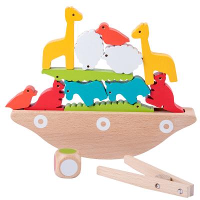 China Building Toy Wooden Stacking Animal Toys Balance Blocks For Preschoolers Learning Better Fine Motor Skills Gifts For Kids With Clip for sale