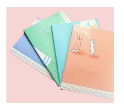 China Fashion high quality thin exercise book pink printed hard notebooks for students for sale