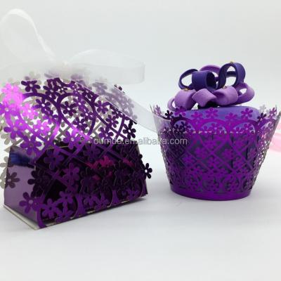 China Wholesale custom food design printing sales striped flower box paper cup decoration cake purple paper cup for sale