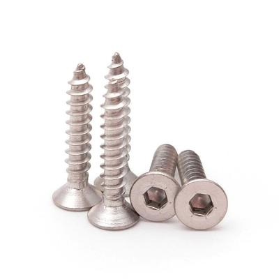 China Flat Head 1/4 x 1.5 A2 Stainless Steel Flat Countersunk Hex Flat Head Socket Allen Self Tapping Screw 70 m3 x 6mm for sale