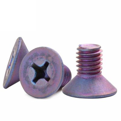 China M1 M2 M3 M4 M5 M7 M8 Countersunk Steel Purple Anodized Head Cross Recessed Flat Countersunk Machine Screw for sale