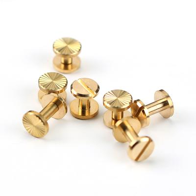 China Custom Flat Slotted Solid Stainless Steel Antique Brass Chicago Binding Screws For Leather Belt for sale