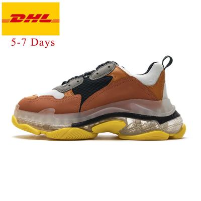 China Dad Crystal Transparent Bottom Air Cushion Sneaker Famous Brand Breathable Luxury Designer Shoes Retro Triple S 2.0 Shoes for sale