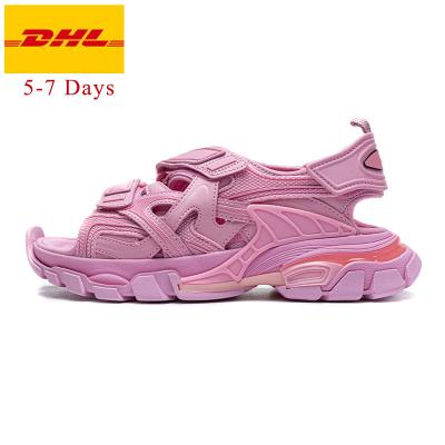 China Fashion Trend Paris Platform Retro Triple Toe Anti Slip Cross Trap Leisure Women's Dad Open S Summer Slipper Sandals for sale