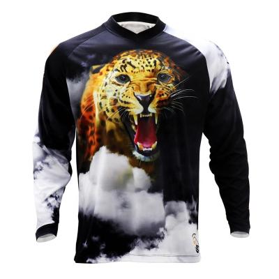 China Breathable MTB Leopard Print Men Cycling Jersey Ciclismo Cycling Wear Long Sleeves for sale