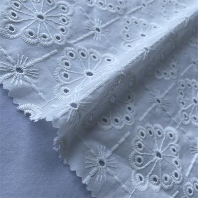 China Other Textile White Woven Eyelet Embroidery Fabric 2021 Floral Cotton For Garment for sale