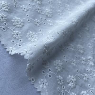 China Other China Supplier Customized 100% Cotton White Flower Embroidery Eyelet Fabric Textile for sale