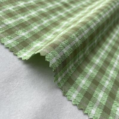 China Other Yarn Dyed Bubble Check Fabric Woven Cotton Polyester Rolls In Stock For Garment for sale