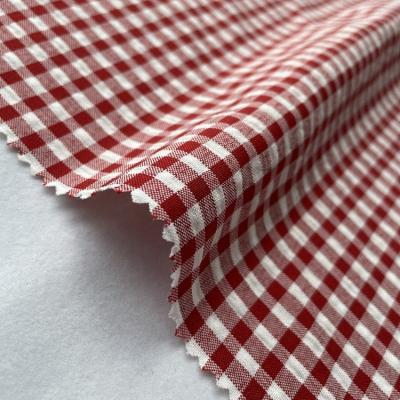 China 2021 Shaoxing Other Factory In Stock Yarn Dyed Check Polyester Woven Fabric Stretch for sale