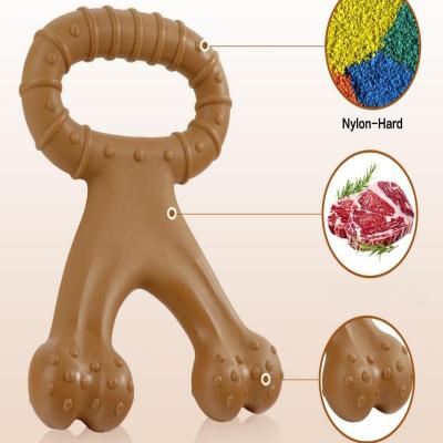 China Durable Durable Dog Chew Toy Double Headed Bone For Aggressive Chewers , Flesh Flavor 1pc for sale