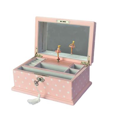 China Music Box For Kids New Design Custom Luxury Ballerina Pink Musical Box With White Dots for sale