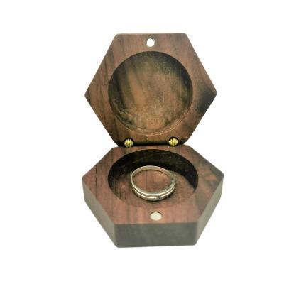 China Hexagonal Ring Box Secret Box For Jewelry Earring Beech Wood Wedding Gift Custom Engagement Jewelry Storage for sale