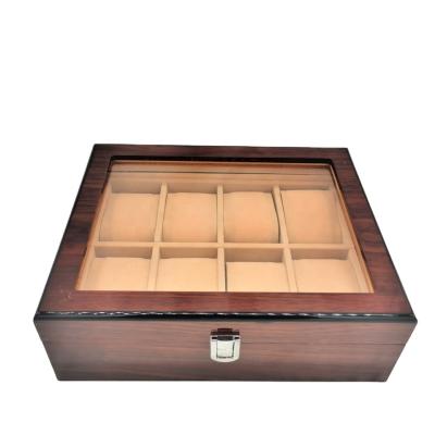 China Luxury Wooden Watch Storage Custom Velvet 8pcs Lining Watch Box For Man For Gift for sale