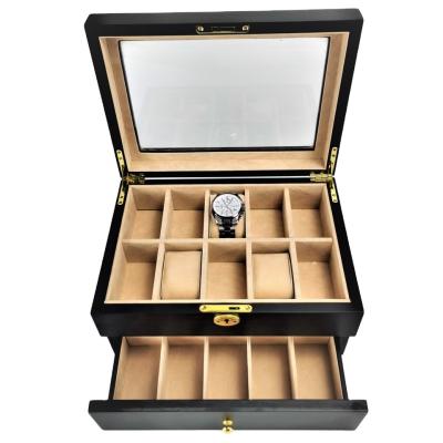 China Watch Storage Customized Logo Custom Size Luxury Wooden 20pcs Watch Box Wooden Watch Case With Pillows for sale