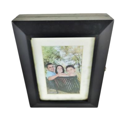 China Photo Frame Wooden Photo Binder Button Closure Wedding Album Box Protector Photo Album View Black Pages for sale