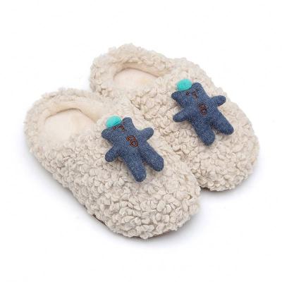 China Flatbed 2022 Cute Kids Cotton Home Slippers Shoes Girls and Boys Winter Plush Bedroom Wholesale Slides for sale