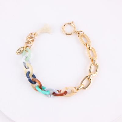 China New Environmental Friendly Hot Selling Charms Bracelet Chain Resin Paperclip Bracelet for sale