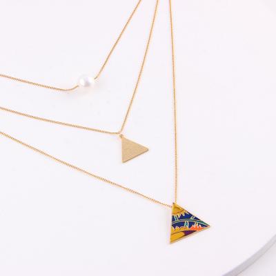 China Eco-Friendly Multilayer Chain Triangle Fashion Alloy Jewelry Trendy Necklace Necklaces For Women Gift for sale