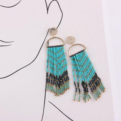 China Eco-friendly Jewelry Seed Handmade Glass Beads Earring Fashion Tassel Earrings For Women for sale