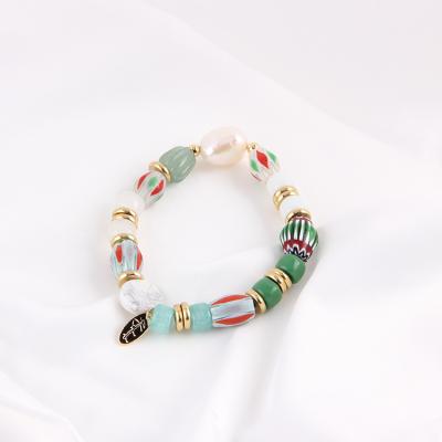 China Hot Sale Environmental Friendly Fashion Custom Multi Color Glass Beads Charm Bracelet for sale