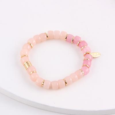 China Environmental Friendly Wholesale New Fashion Brass 18k Gold Plated Pink Women Bracelet for sale