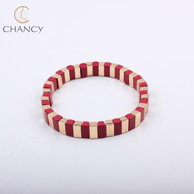 China New Friendly Fashion Painted Striped Geometric Bangle Bracelet for sale