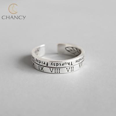 China S925 Sterling Silver Ring Fashion RetroRetro Roman Numerals Open Ring for sale