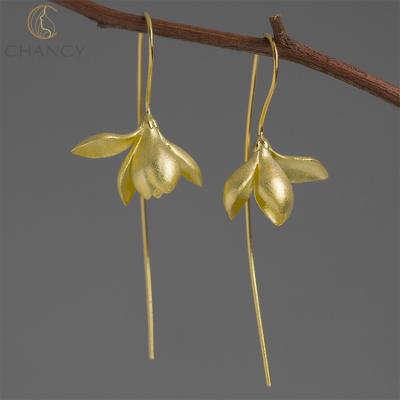 China Eco-friendly Risky High Quality Sterling Silver 18k Sterling Silver Jewelry Flower Shape Earrings s925 Gold Plated Stud Earrings For Girls for sale