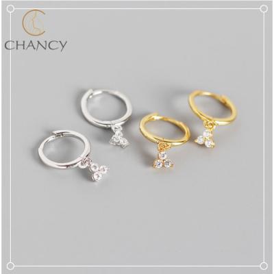 China Eco-friendly S925 Sterling Silver Ins Style Diamond Geometry Ear Hoop Earrings for sale